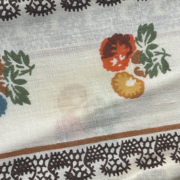 VTG Brown Yellow Blue Floral VTG Napkins Mid Century Colors Upcycle Craft - Picture 9 of 10